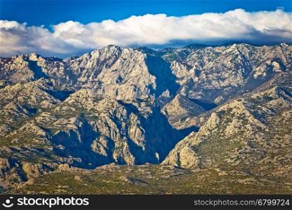 Paklenica national park on Velebit mountain view, stone peaks of Croatia