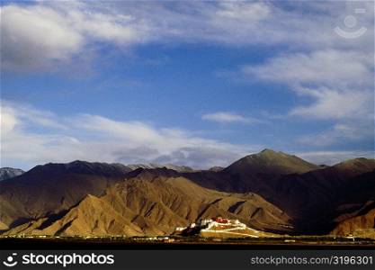 Palace near mountains, Potala Palace, Lhasa, Lhasa Valley, Tibet, China