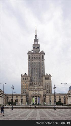 Palace of Culture and Science in center of Warsaw, Poland. Stalin's gift for city of Warsaw, built in 1952-1955.