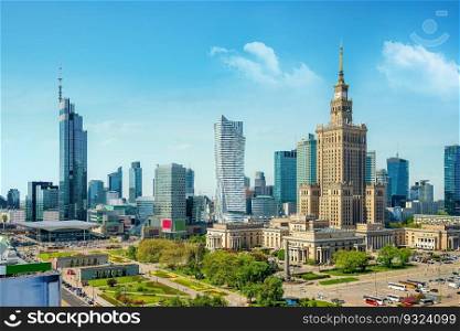 Palace of Culture and Science in Warsaw. Palace of Culture top view