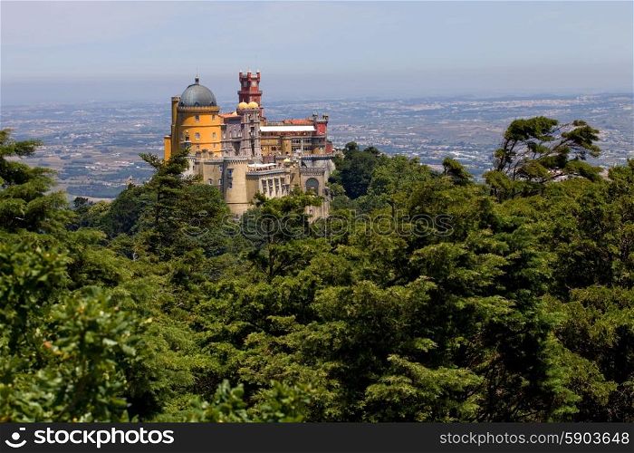 palace of Pena in the town of Sintra, Portugal