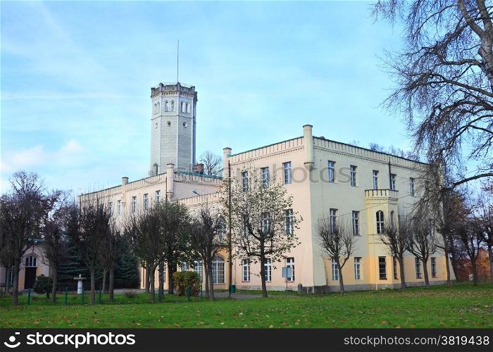 Palace with tower in Myslakowice Poland