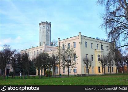 Palace with tower in Myslakowice Poland