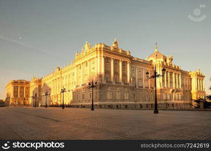 Palacio Real (Royal Palace) at Plaza de Oriente in Madrid, Spain