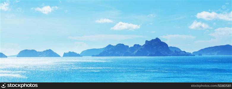 Palawan. Amazing scenic view of sea bay and mountain islands, Palawan, Philippines
