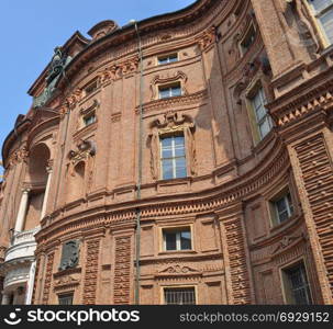 Palazzo Carignano in Turin. Palazzo Carignano seat of the first Italian Houses of parliament in Turin, Italy