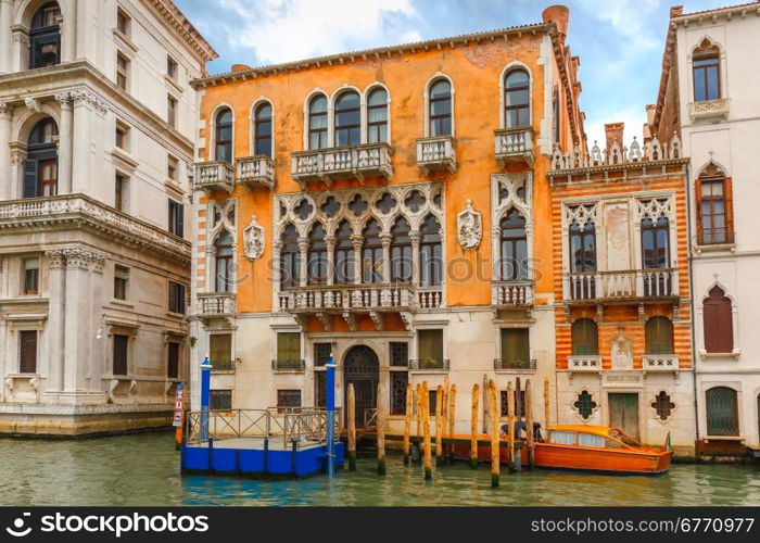 Palazzo Cavalli-Franchetti in Venetian Gothic style on the Grand Canal in summer day, Venice, Italy.