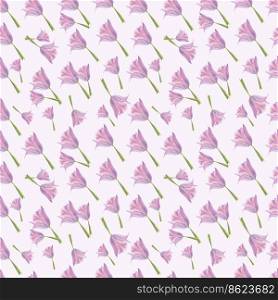 Pale pink tulips of different sizes on a white background. Seamless watercolor pattern