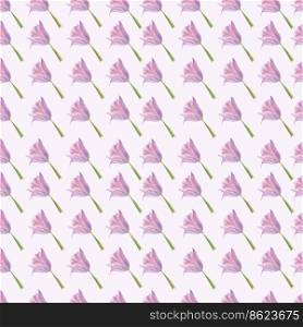 Pale pink tulips  on a white background. Seamless watercolor pattern