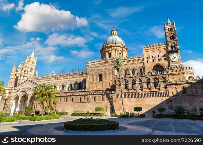 Palermo Cathedral in Palermo, Italy in a beautiful summer day