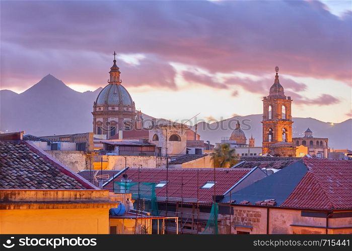 Palermo in Sicily at twilight, Italy