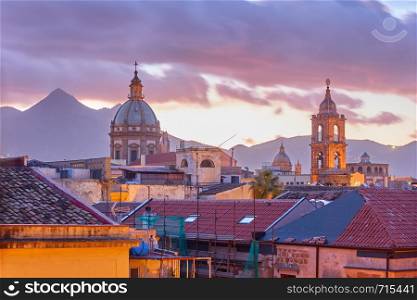 Palermo in Sicily at twilight, Italy