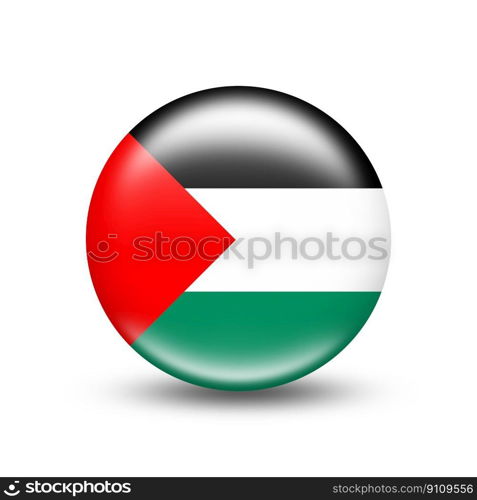 Palestine country flag in sphere with white shadow - illustration. Palestine country flag in sphere with white shadow