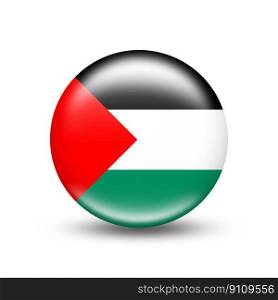 Palestine country flag in sphere with white shadow - illustration. Palestine country flag in sphere with white shadow