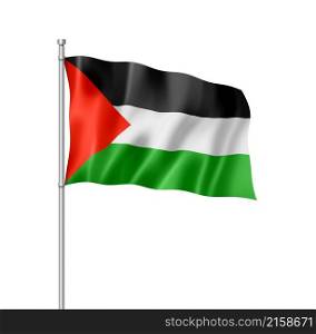Palestine flag, three dimensional render, isolated on white. Palestinian flag isolated on white