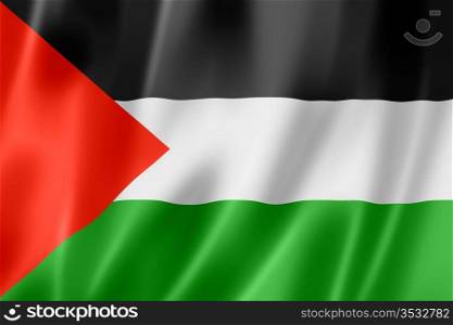 Palestine flag, three dimensional render, satin texture. Palestinian flag