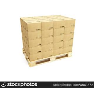 pallet with cardboard boxes
