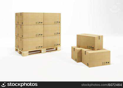 pallet with cardboard boxes