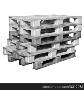 Pallets isolated. Pile of pallets isolated over white background
