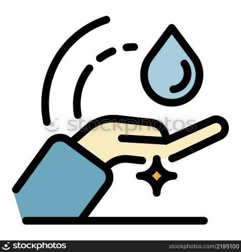 Palm and a drop of oil icon. Outline palm and a drop of oil vector icon color flat isolated. Palm and a drop of oil icon color outline vector