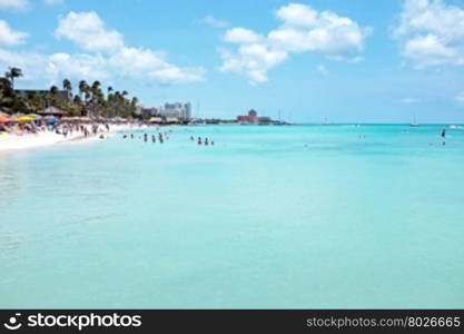 Palm beach on Aruba island in the Caribbean