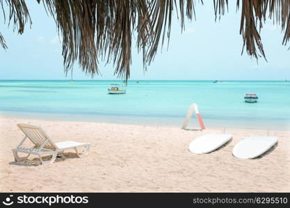 Palm beach on Aruba island in the Caribbean Sea