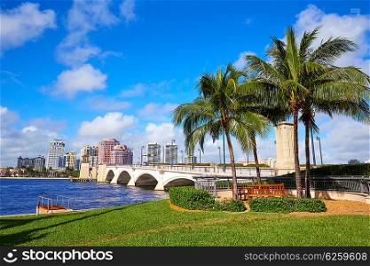 Palm Beach skyline royal Park bridge in Florida USA