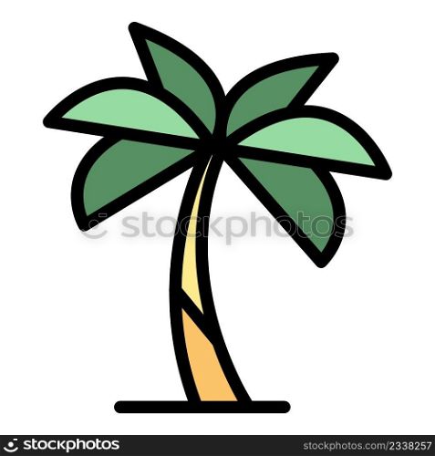 Palm icon. Outline palm vector icon color flat isolated. Palm icon color outline vector