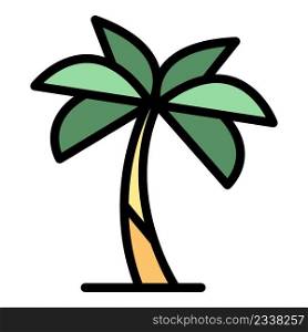 Palm icon. Outline palm vector icon color flat isolated. Palm icon color outline vector
