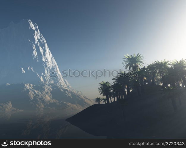 palm island and the mountain