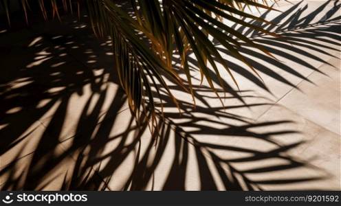 Palm leaf shadow background. Illustration AI Generative 