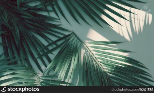 Palm leaf shadow background. Illustration Generative AI 