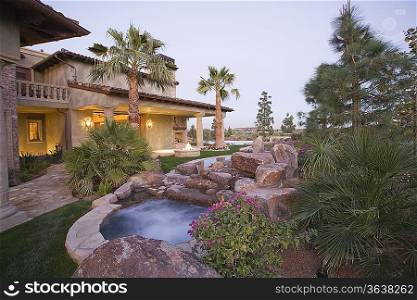 Palm Springs outdoor jacuzzi and house exterior