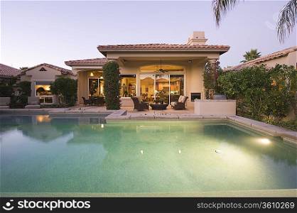 Palm Springs swimming pool evening light