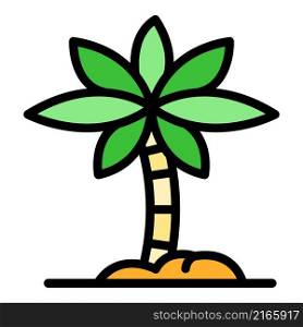 Palm tree icon. Outline palm tree vector icon color flat isolated. Palm tree icon color outline vector