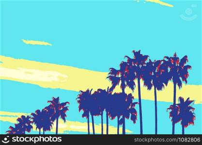 Palm Tree Silhouettes in pop art poster style