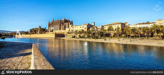 Palma de Mallorca Mallorca Spain 12.22.2018 at the Cathedral La Seu. At the Cathedral La Seu in Palma de Mallorca