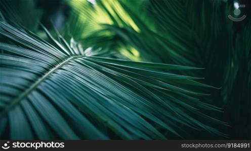 Palms in Detail, A Close-up of Lush Green Folia≥. Ge≠rative ai