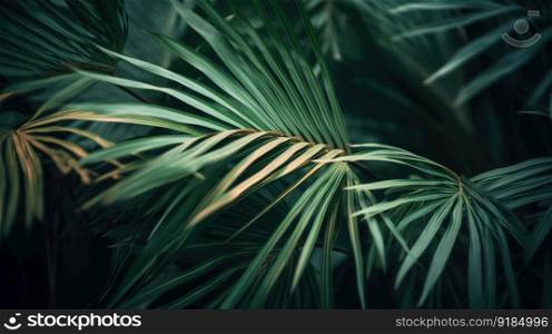 Palms in Detail, A Close-up of Lush Green Foliage. Generative ai