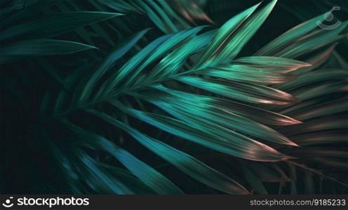 Palms in Detail, A Close-up of Lush Green Foliage. Generative ai