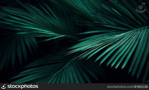 Palms in Detail, A Close-up of Lush Green Foliage. Generative ai