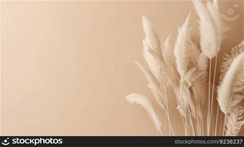 Pampas grass beige minimalist background. Illustration Generative AI
