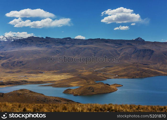 Pampas landscapes in Cordillera de Los Andes, Peru, South America