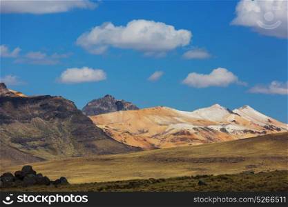 Pampas landscapes in Cordillera de Los Andes, Peru, South America