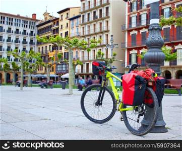 Pamplona Plaza del Castillo Square in Way of Saint James biking
