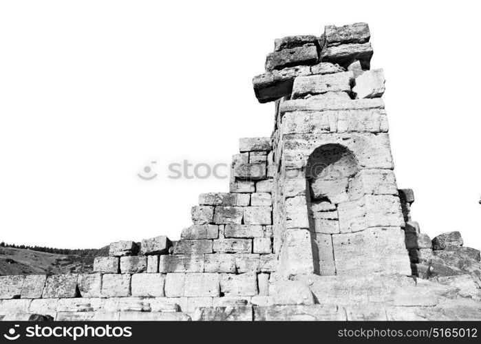 pamukkale old construction in asia turkey the column and the roman temple