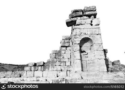 pamukkale old construction in asia turkey the column and the roman temple