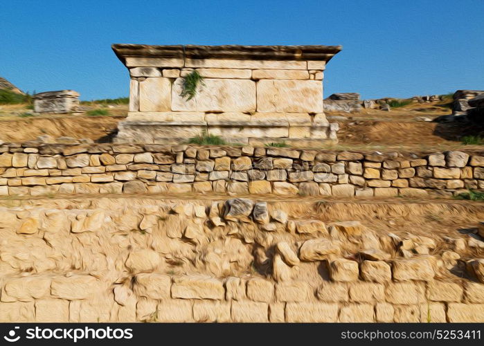 pamukkale old construction in asia turkey the column and the roman temple