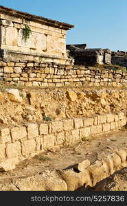 pamukkale old construction in asia turkey the column and the roman temple