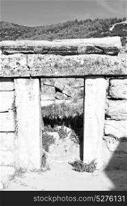 pamukkale old construction in asia turkey the column and the roman temple